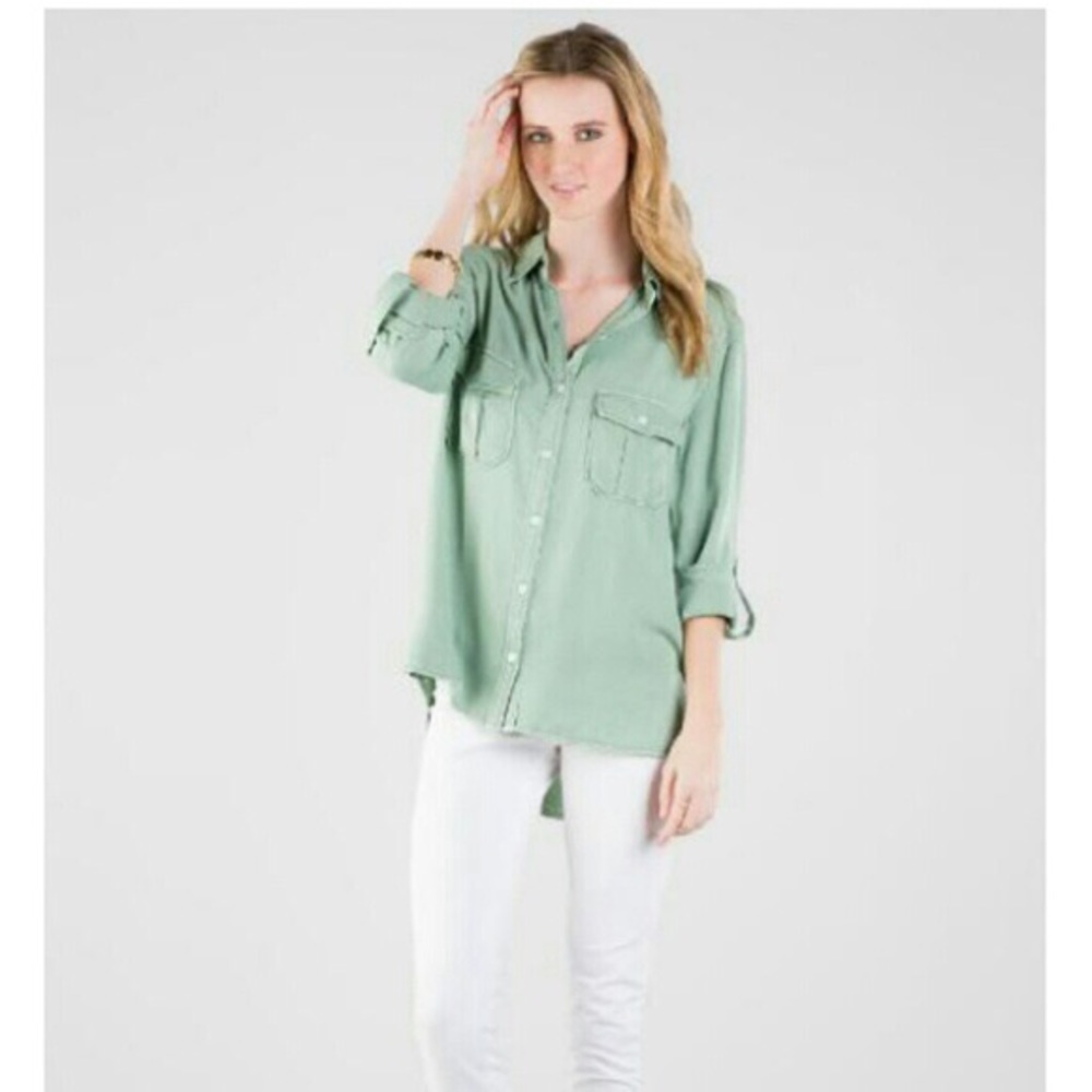 Harper women’s mint green long sleeve button down